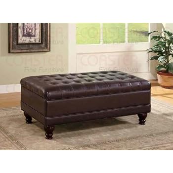Set A Shopping Price Drop Alert For Coaster Storage Ottoman with Tufted Accents in Dark Brown Leather Like
