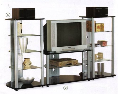 Modern Contemporary Silver & Black Finish TV Stand