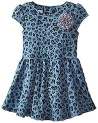 Girls Animal Print Polyester/Knit  Dress With a Sash 