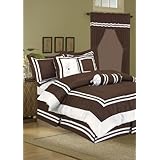 7Pcs Cal King Hotel Collection Block Bed in a Bag Comforter Bedding Set Chocolate
