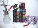 Choose From Black, White, Blue, Red, Green & Yellow! Look At Pictures for All Colors to Choose From! 9.5 Inch Glass Hookah + 3 Boxes of Premium Hydro Shisha Flavors + 30 Premium Havana Charcoal + Tongs + All Rubber Garments! Great Mini Hookah That Hits Just Like a Big Hookah! Portable, Durable, and Strong! Fast and Easy to Setup, Use, Clean and Store. Ready to Use, Just Add Water and Foil! Save Tons of $$$ with This Listing! Hookah Will Last a Long Time!