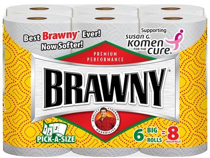 Brawny Pick A Size Big Roll (1.25X Regular), 2 Ply, White-6ct (Quantity of 3)