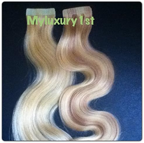 10 Pieces Remy Fusion Tape in Body Wavy Human Hair Extensions Bleach Blond and 16/613 Ash Blonde with Blonde Highlights