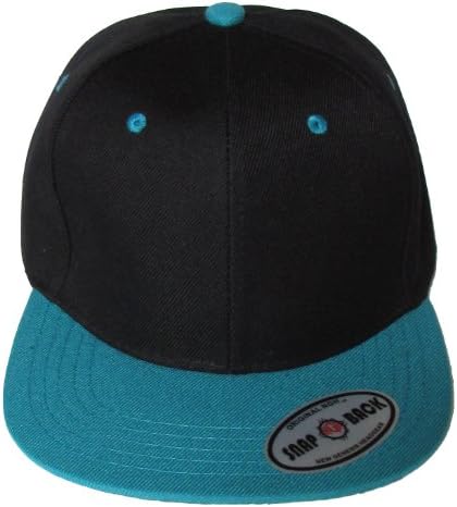 New Plain Snapback Baseball Caps Flat bill Two Tone Black / Aqua Bill