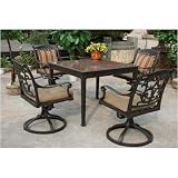Darlee Flamingo 41 Inch Square Granite Cast Aluminum Dining Set With Cushions