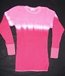 Long Sleeve Tie Dyed Thermal Shirt Pink