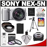 Sony Alpha NEX-5N Digital Camera Body & E 18-55mm OSS Lens (Silver) with 32 ....