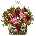 Sanibel Rose Bow Basket Preserved Floral Wall Display