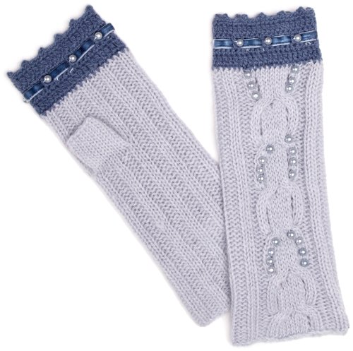 Alice Hannah Lace Stitch With Pearls & Crochet Arm Women’s Gloves Cloudnine/Blue Whale One Size