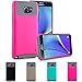 Note 5 Case, LK [Shock Absorbent] Dual Layer Hybrid Armor Defender Rugged Hard Protective Case Cover For Samsung Galaxy Note 5, Hot Pink / Grey