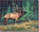 Elk by Marsha McDonald - Artwork On Tile Ceramic Mural 24" x 30" Kitchen Shower Backsplash