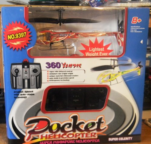 POCKET HELICOPTER SUPER MINIATURE HELICOPTER WITH WIDE INFRARED CONTROLS & AUTO STABLE AND TRI FREQUENCY TECHNOLOGY- ASSORTED COLORS SENT AT RANDOM