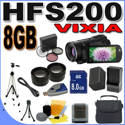 Canon VIXIA HF S200 HD Flash Memory Camcorder w/10x Optical Zoom BigVALUEInc Accessory Saver 8GB BP819 Battery/Charger Filter/Lens HD Bundle Canon VIXIA HF S200 HD Flash Memory Camcorder w/10x Optical Zoom BigVALUEInc Accessory Saver 8GB BP819 Battery/Charger Filter/Lens HD Bundle