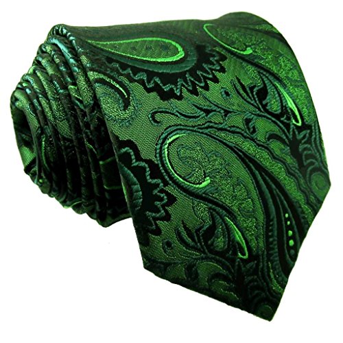 Shlax&Wing Long Size Mens Necktie Paisley Dark Green Silk Tie Wedding New Design ¡­