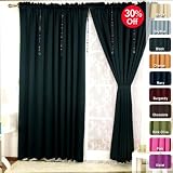 Solid Thermal Insulated Blackout Curtain 84"L- 1 Set-BLACK