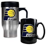 NBA Indiana Pacers Stainless Steel Travel Mug & Black Ceramic Mug Set - Primary Logo