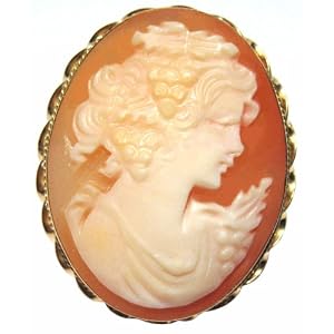 Cameo Master Carved 14k Gold Carnelian Shell Italian Pin Pendant by