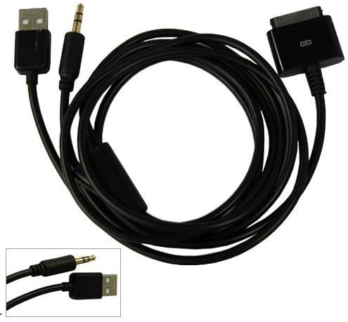 Beyend Black USB Line Out Dock Cable 3.5mm AUX Audio Charger Cable for Ipod Iphone 2g, 3g, 3gs, 4/4s
