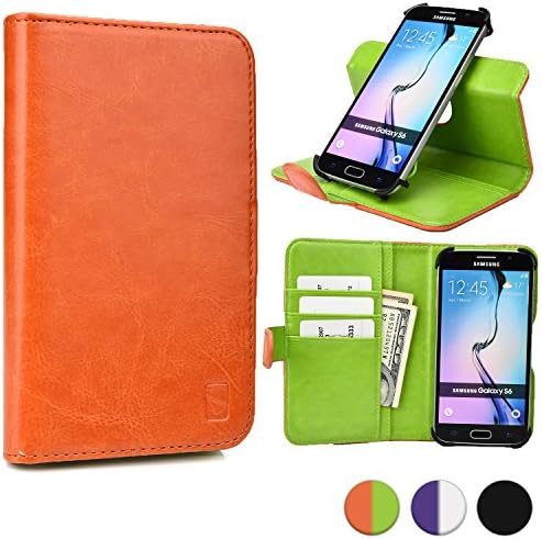 Cooper Cases(TM) Engage C360 Huawei Honor 3 / 3C / 3C 4G / 3C Play / 6 / Holly Smartphone Wallet Case in Orange/Lime Green (Rotating Frame for Rear-camera Access; Viewing Stand; 3 Card Slots; 2 Slip Pockets; Magnetic Cover Lock)