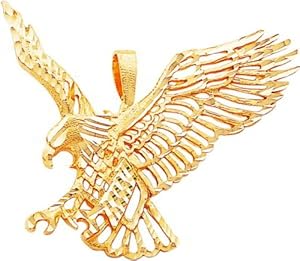 14K Yellow Gold Large Flying Eagle Charm