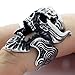 KONOV Gothic Casted Skull Stainless Steel Biker Mens Ring, Silver Black
