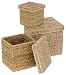 SET OF 3 LAKE GRASS & CHROME SQUARE BOXES