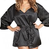 Plus Size Black Babydoll Sleepwear Set - Sexy Intimate Apparel Lingerie with Robe, Belt & Hanger