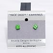 5mm Dice Post Earrings, Green w/White