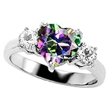 2.60cttw925GenuineHeartShapeMysticTopazEngagementRingin925SterlingSilverSize5