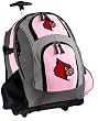 Louisville Cardinals Rolling Backpack Deluxe Pink University of Louisville - Backpacks Bags with Wheels or School Trolley Carry-On Bags - Unique Wheeled Gifts for Girls Ladies- CUTE!