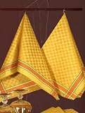 Soliara Gold Checkered Linen Cotton Tea Towel
