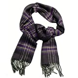 Purple,Black, White, and Gray Plaid Scarf