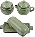 MARA STONEWARE COLLECTION - Collectible Creamer, Sugar Bowl & Butter Dish Set - Antique Green Design