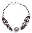 Gift for Her Silver Garnet Necklace Amulet 18.5 inches