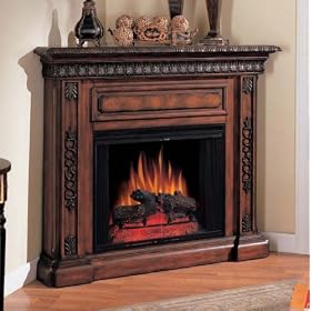 Classic Flame 28CM671AWN-0501 28 Inch Corner San Marco Electric Fireplace - Mantel and Electric Insert - Antique Walnut