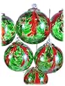 6 Art Glass Christmas Ornaments