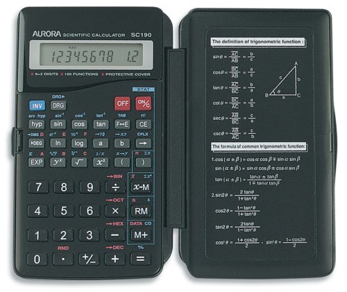 Aurora SC190 8+2 Digit 150-Function Hardcase Scientific Calculator