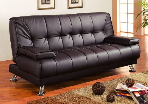 Futon Sofa Bed  Removable Arm Rests in Brown 