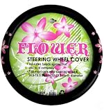 Simulated Leather Steering Wheel Cover with Embossed Design - Pink Flower