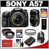 Sony Alpha SLT-A57 Translucent Mirror Technology Digital SLR Camera Body & 18-55mm Lens with 70-300mm Lens + 32GB Card + Battery + Backpack + Tripod + Filters + Remote + Tele/Wide Lens Kit