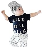 (ウイ カプア) u'i Kapua ロゴ Tシャツ ＆ ミルク瓶 プリント パンツ セットアップ ベビー服 半袖 男の子 子供服 ( 100 , ブラック )