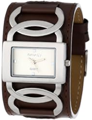 Nemesis Womens NS104B Brown Collection Cross Arc Leather Band Watch