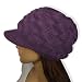 Angora Blend Crocheted Twisted Knit Beanie Visor Cap Hat - Purple