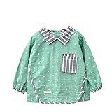 Alec&Yule(アレックスユール) ロングスリーブ スモック 防水 お食事 エプロン 防水 ライス服 コート(サイズ100 - グリーン)