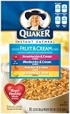 Quaker Instant Oatmeal Fruit & Cream, Variety Pack, 10-Count Boxes (Pack of 6)