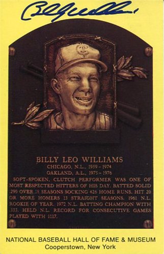 Billy Williams Autographed/Hand Signed Baseball HOF Plaque