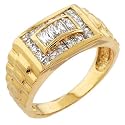 Square CZ Diamond Gold Mens Ring