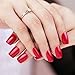 False Nails Bling Art French Fake Matte Gel Glitter Polished Squoval 24 Acrylic Medium Tips Glue (Red)