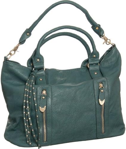 Slate Blue Large 2-Ways ''Studded Tassel'' Satchel