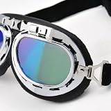 Deluxe Half Helmet Accessories Reflective Blue Purple Lens Chrome Frame Motorcycle Goggle For Harley Davision Suzuki Honda Kawasaki Yamaha BMW Ducati
